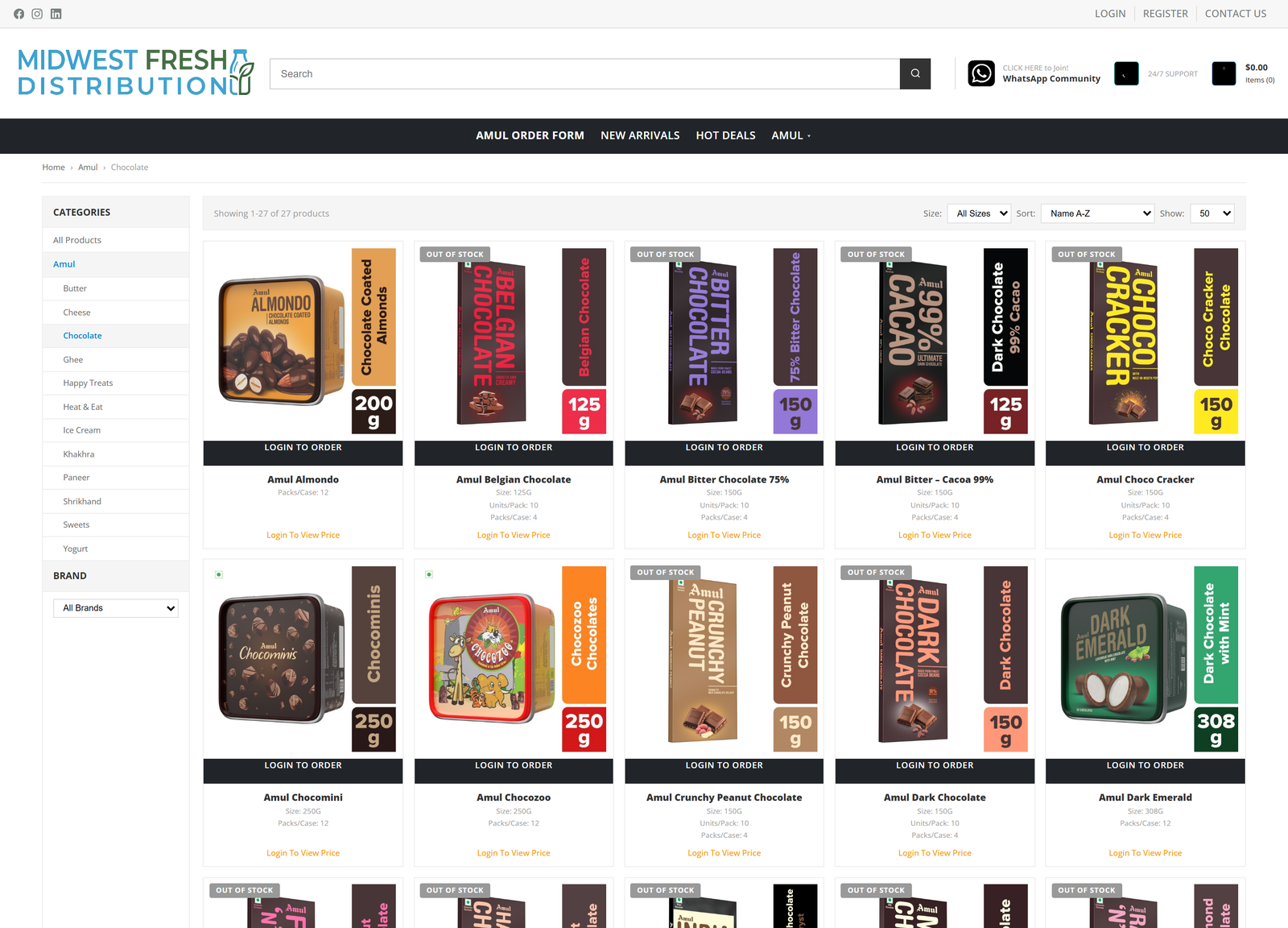 Chocolate category page on the storefront